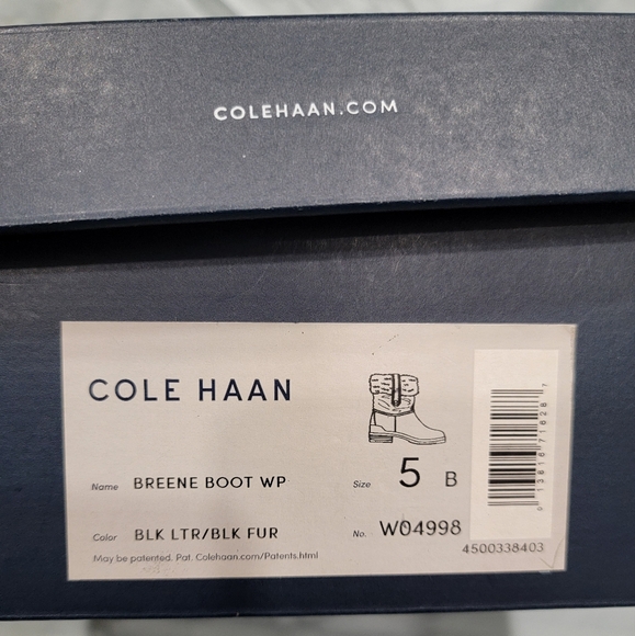 Cole Haan Women's Breene Cold-Weather Black Leather and Fur Boots - Size 5 - Picture 6 of 6